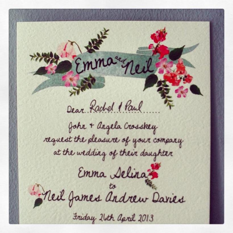 Vintage floral wedding invitation